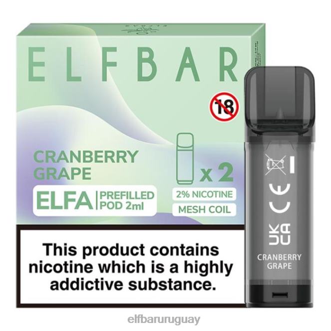 cápsula precargada elfbar elfa - 2 ml - 20 mg (paquete de 2) uva de arándano TH4FV127