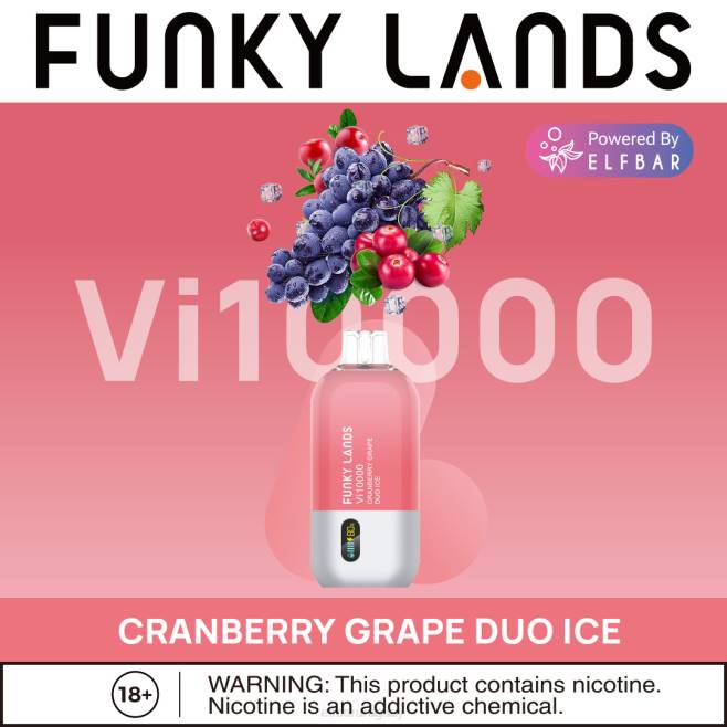 ELFBAR funky lands mejor sabor vape desechable vi10000 serie helada hielo dúo de uva y arándano VHPV156